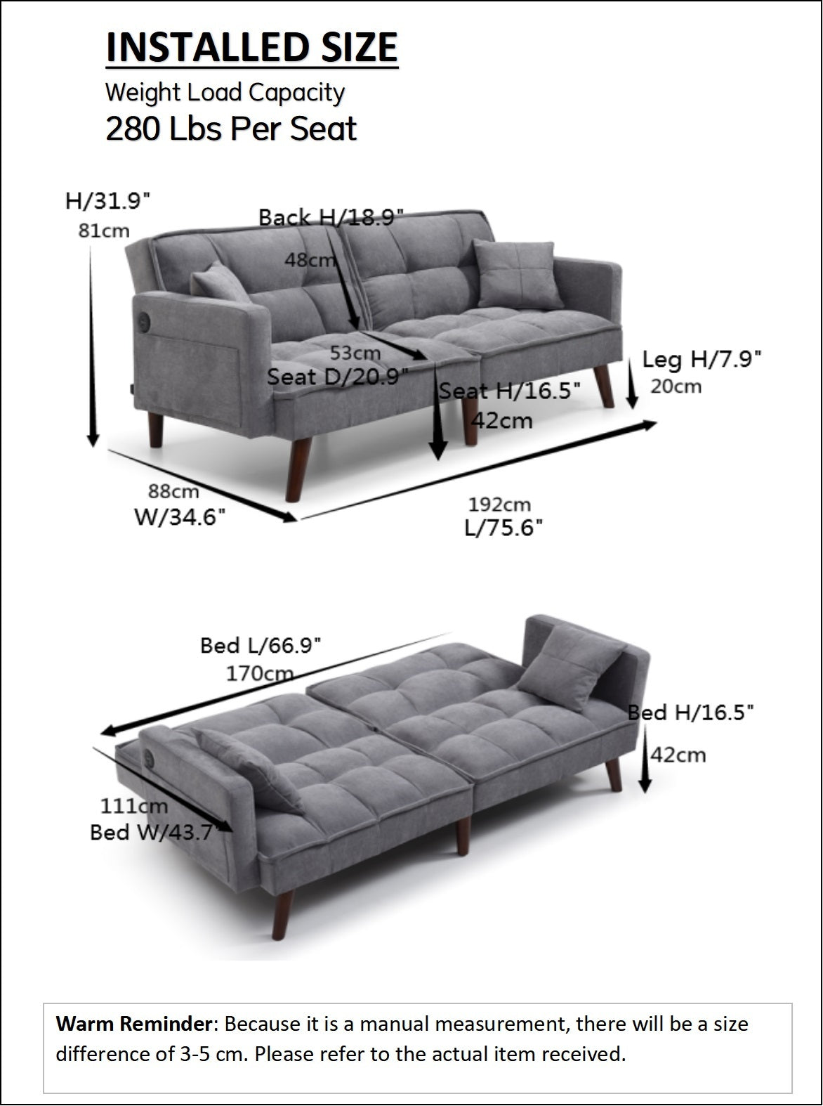 Sofa Bed Sleeper, Usb Charging Port, Chenille Fabric Folding Futon Recliner For Living Room Furniture Apartment Bedroom Office Small Spaces Beige Brown Chenille Wood Primary Living Space Medium Soft Tufted Back Modern Rubberwood Foam Solid Wood 2 Seat