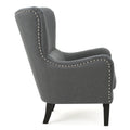 Hi Back Studded Chair,Arm Chair,Living Room, Study And Bedroom Grey Fabric