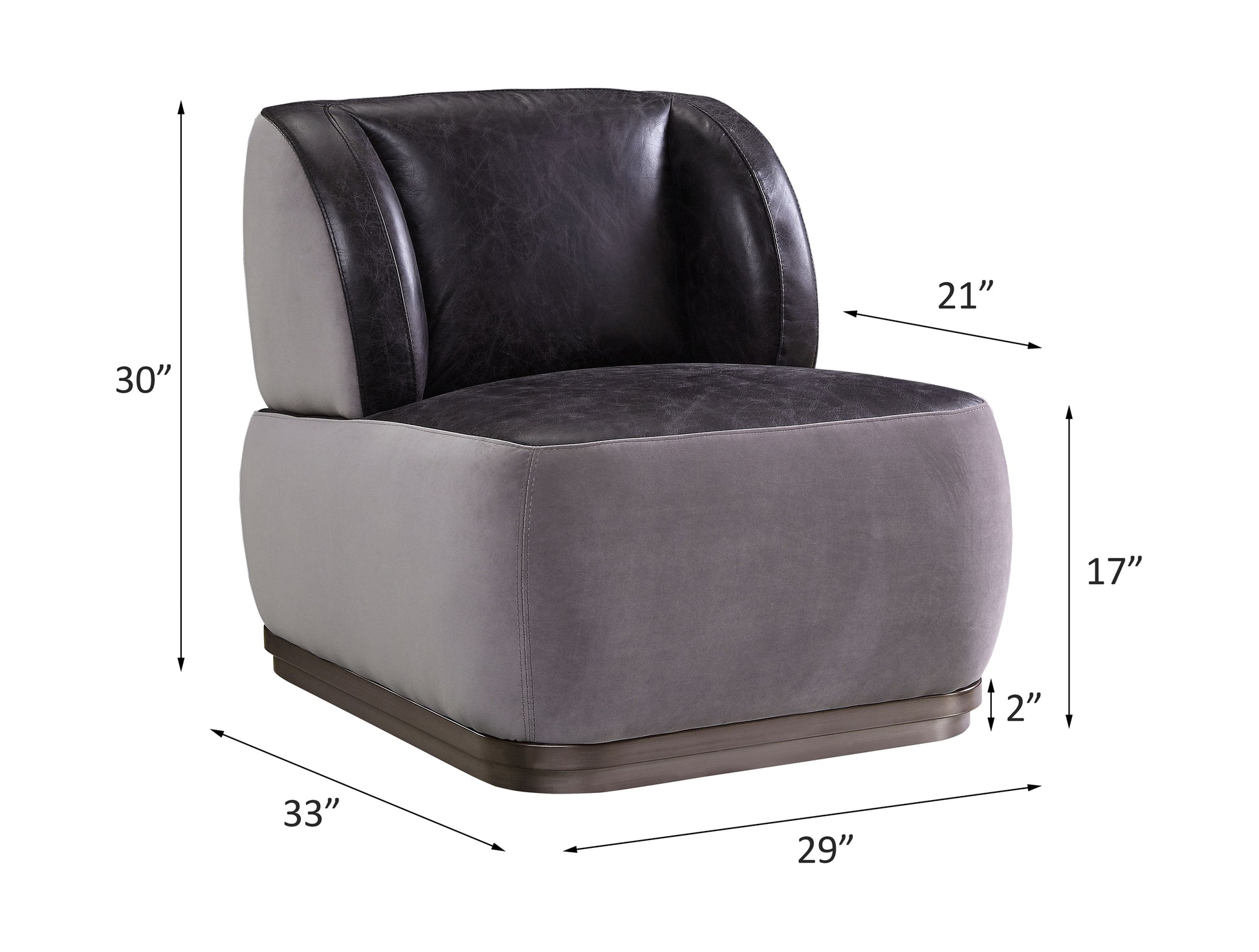 Antique Slate And Grey Accent Chair Grey Black Primary Living Space Glam Genuine Leather