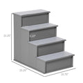 Pawhut Pet Stairs, Small Pet Steps With Cushioned Removable Covering For Dogs And Cats Up To 22 Lbs., Grey Grey Mdf