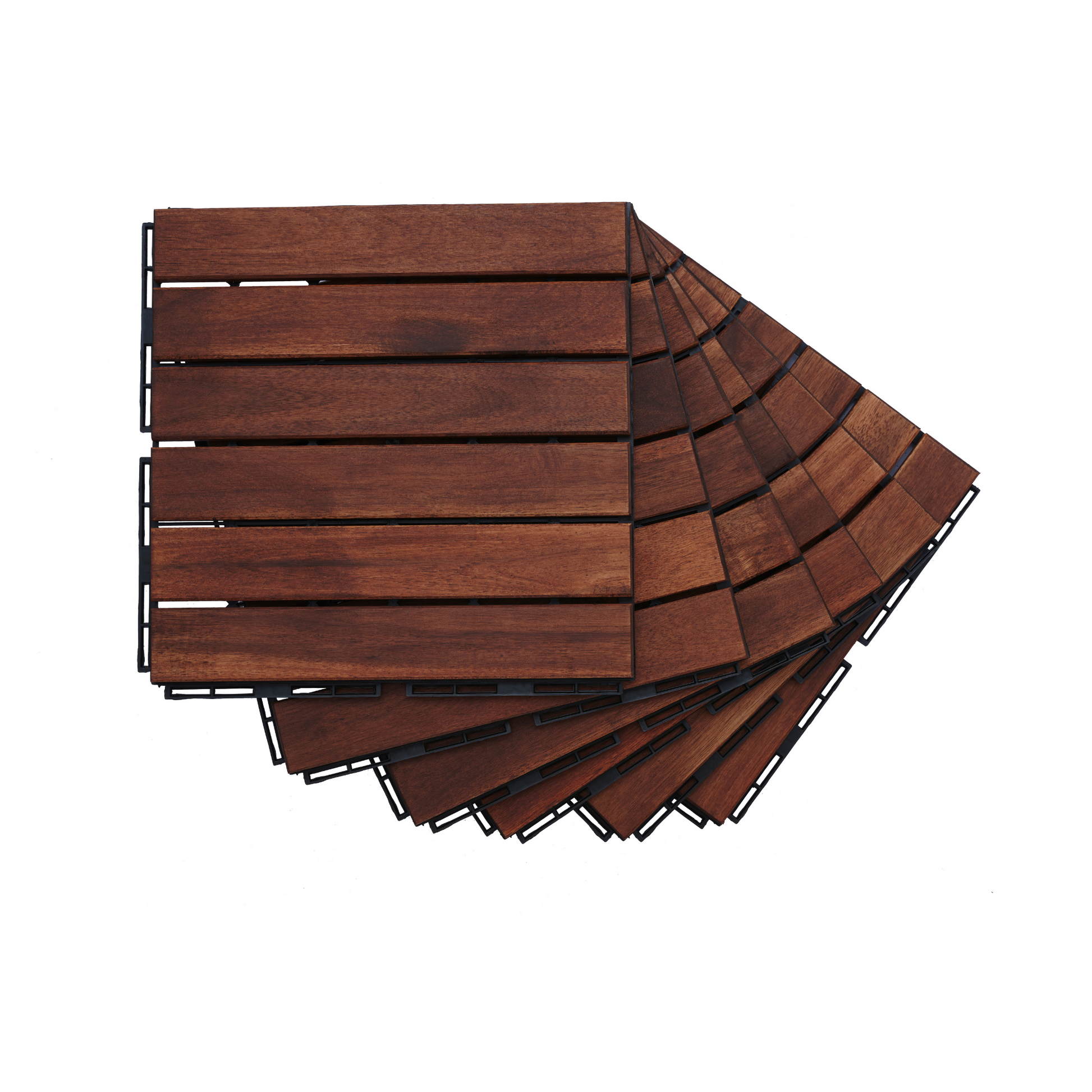 10 Pcs Interlocking Deck Tiles Striped Pattern, 12" X 12" Square Acacia Hardwood Outdoor Flooring For Patio, Bancony, Pool Side,.. Brown Garden & Outdoor American Design,American Traditional,Antique Solid Wood