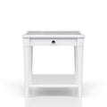 White Finished End Table With Storage Drawer White Solid Wood Mdf