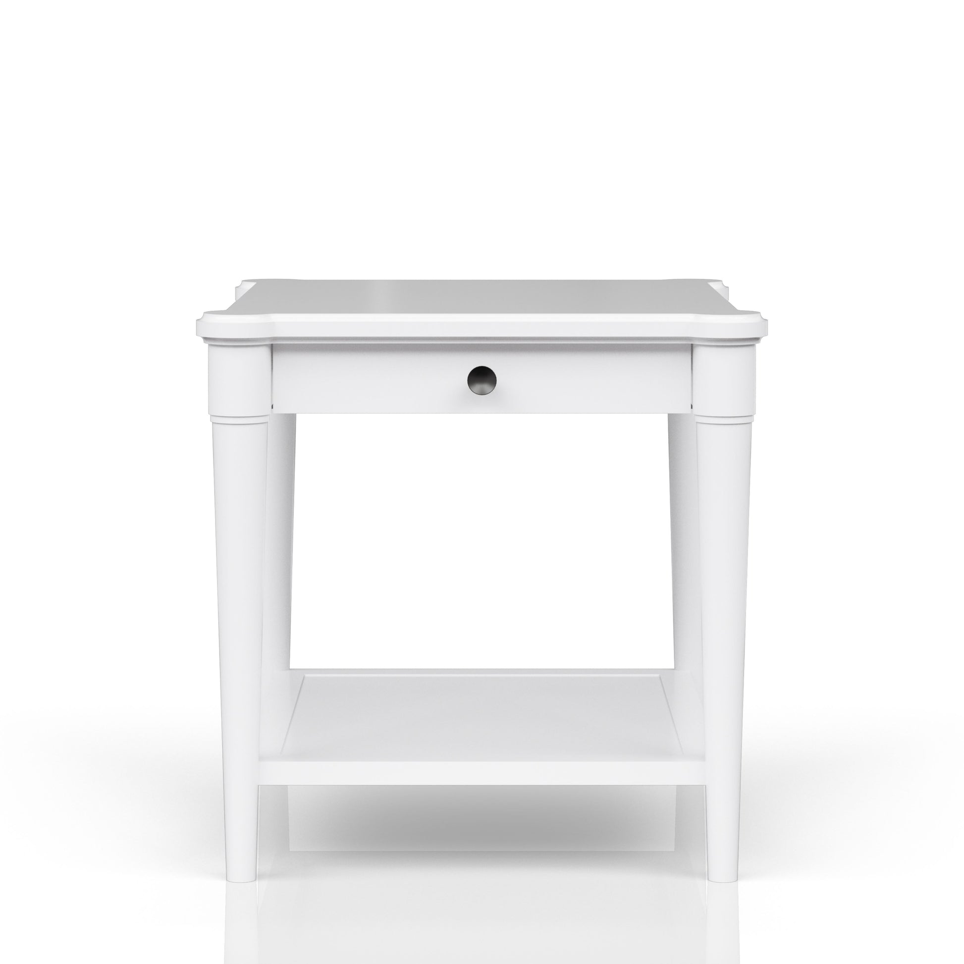 White Finished End Table With Storage Drawer White Solid Wood Mdf