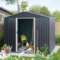 8Ft X 6Ft Outdoor Metal Storage Shed With Floor Base,Black Black Iron