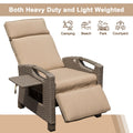 Outdoor Recliner Chair, Patio Recliner With Hand Woven Wicker, Flip Table Push Back, Adjustable Angle, 6.8'' Thickness Cushions, Reclining Lounge Chair For Indoor And Outdoor, Beige Yes Beige Garden & Outdoor Steel Rattan