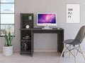 Writing Desk, Four Shelves, Smokey Oak Gray Particle Board Particle Board