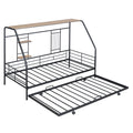 Twin Size Metal House Bed With Trundle, Black Twin Black Metal