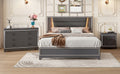 3 Pieces Bedroom Sets Queen Size Upholstered Bed With Led Lights, Nightstands And Dresser With Metal Handles And Sparkling Shiny Decoration, Black Expected Arrival Time:8.5 Queen Black 3 Piece Set Mdf Metal