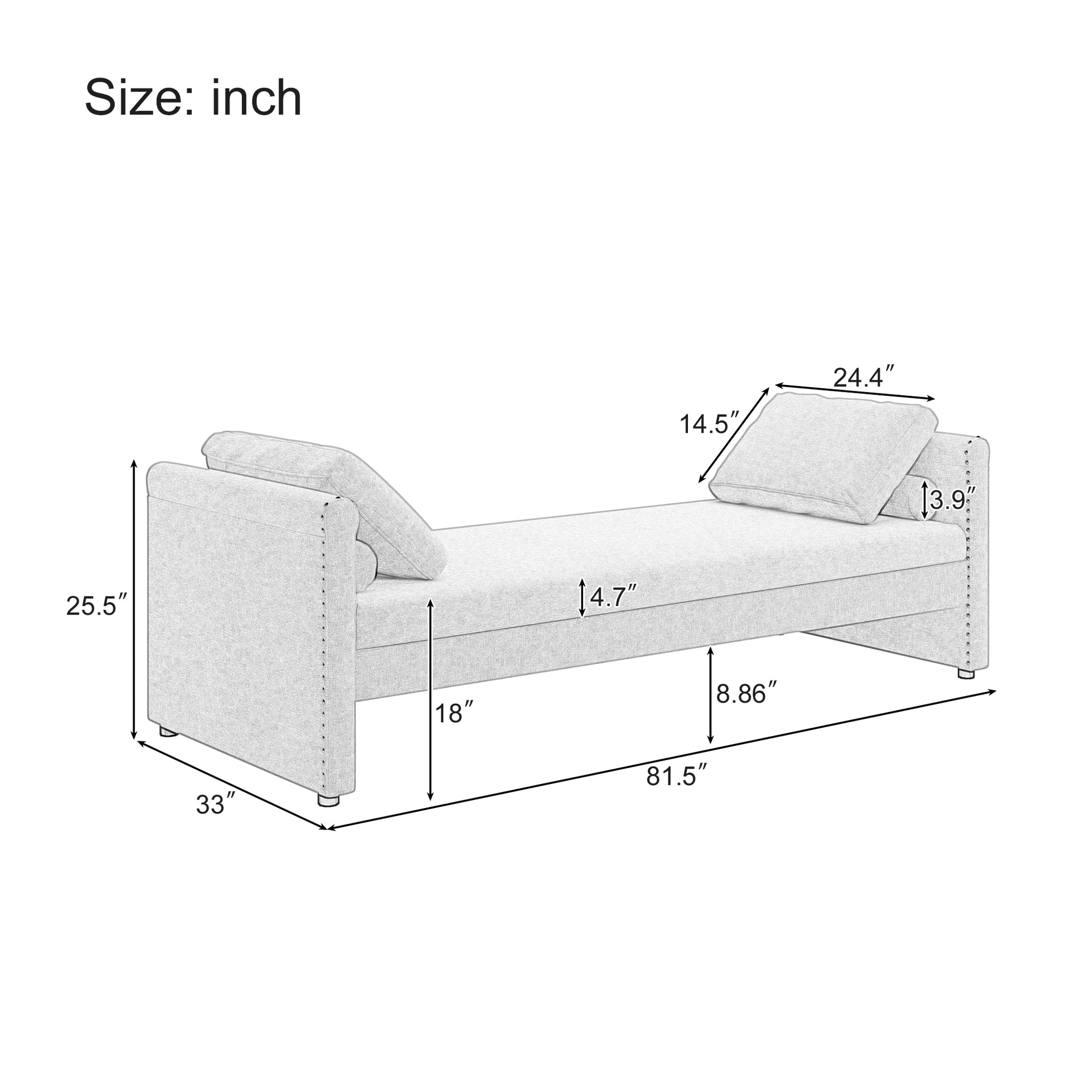 Modern Upholstered Chaise Lounger Daybed With Pillows Small Single Daybed, No Mattress Needed, Perfect For Living Rooms & Home Office,Linen Fabric, Pink Pink Linen
