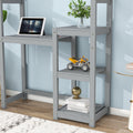 House Shaped Wooden Writing Desk,Kids Study Table,Bookshelf & Toy Storage,Grey Twin Grey American Design Pine