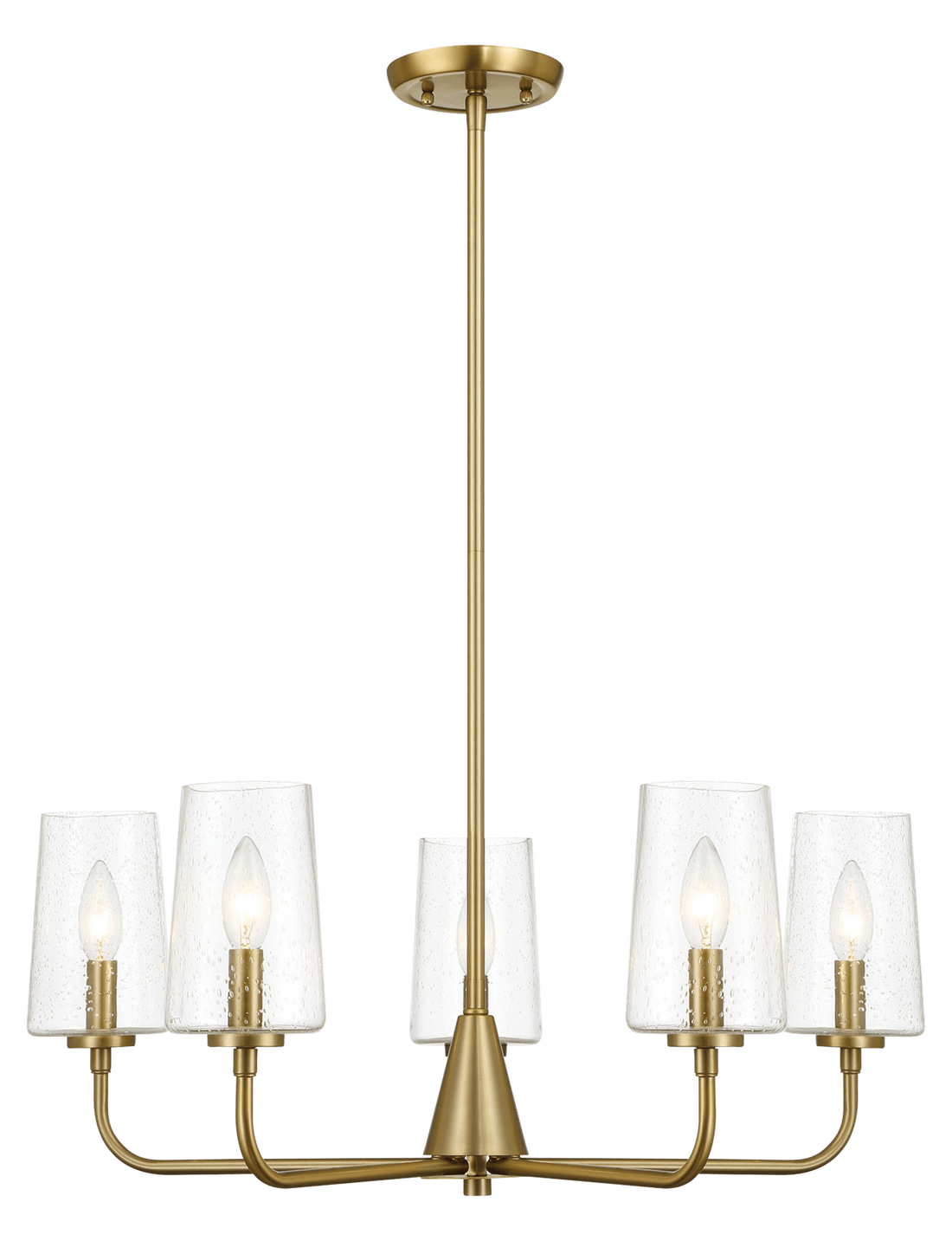 Dazzle Five Lights Chandelier With Clear Seeded Glass Satin Brass Clear,Gold Ceiling Lights Brass,Glass