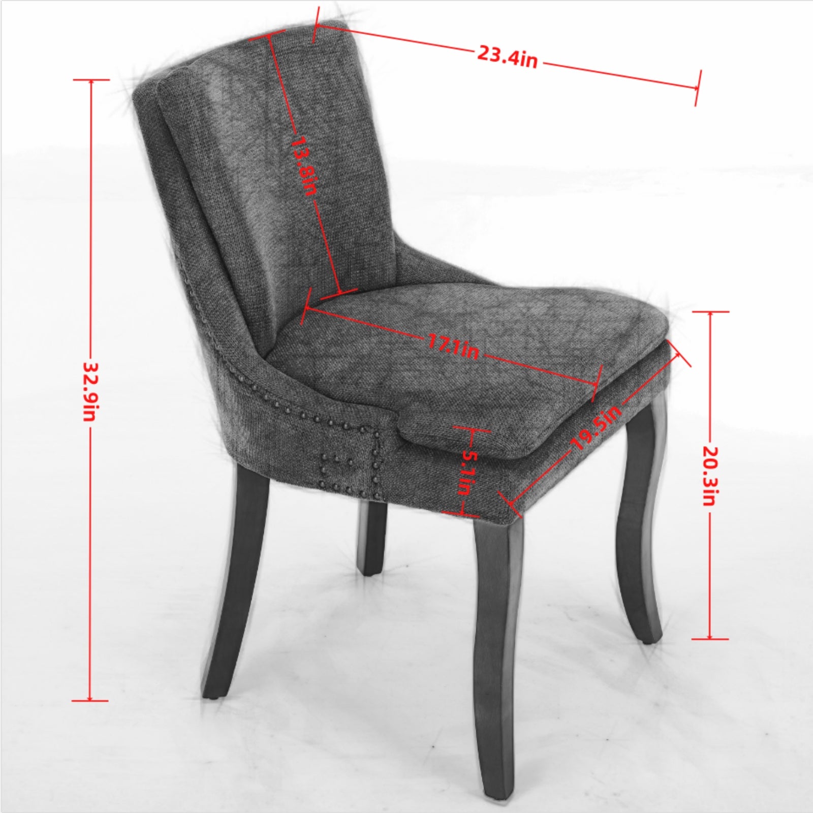 Modern Dining Chairs Set Of 2,Double Layer Cushioned Chenille Fabric Upholstered Accent Side Leisure Chairs With Mid Back And Curved Solid Wood Legs For Living Room Dining Room Gray Gray Dining Room American Design Dining Chairs Rubberwood Set Of 2 Foam