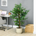 Homcom 5Ft Artificial Ficus With Pot, Indoor Outdoor Fake Plant For Home Office Living Room D Cor Green Plastic