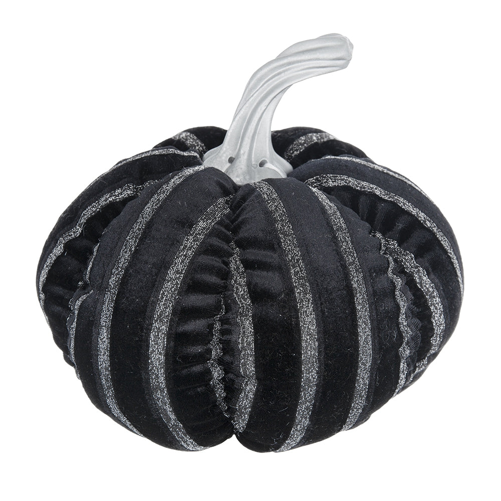 7X7X7" Fabric Black Stripe Pumpkin Decor, For Holiday Halloween Decoration Black,White Polyester