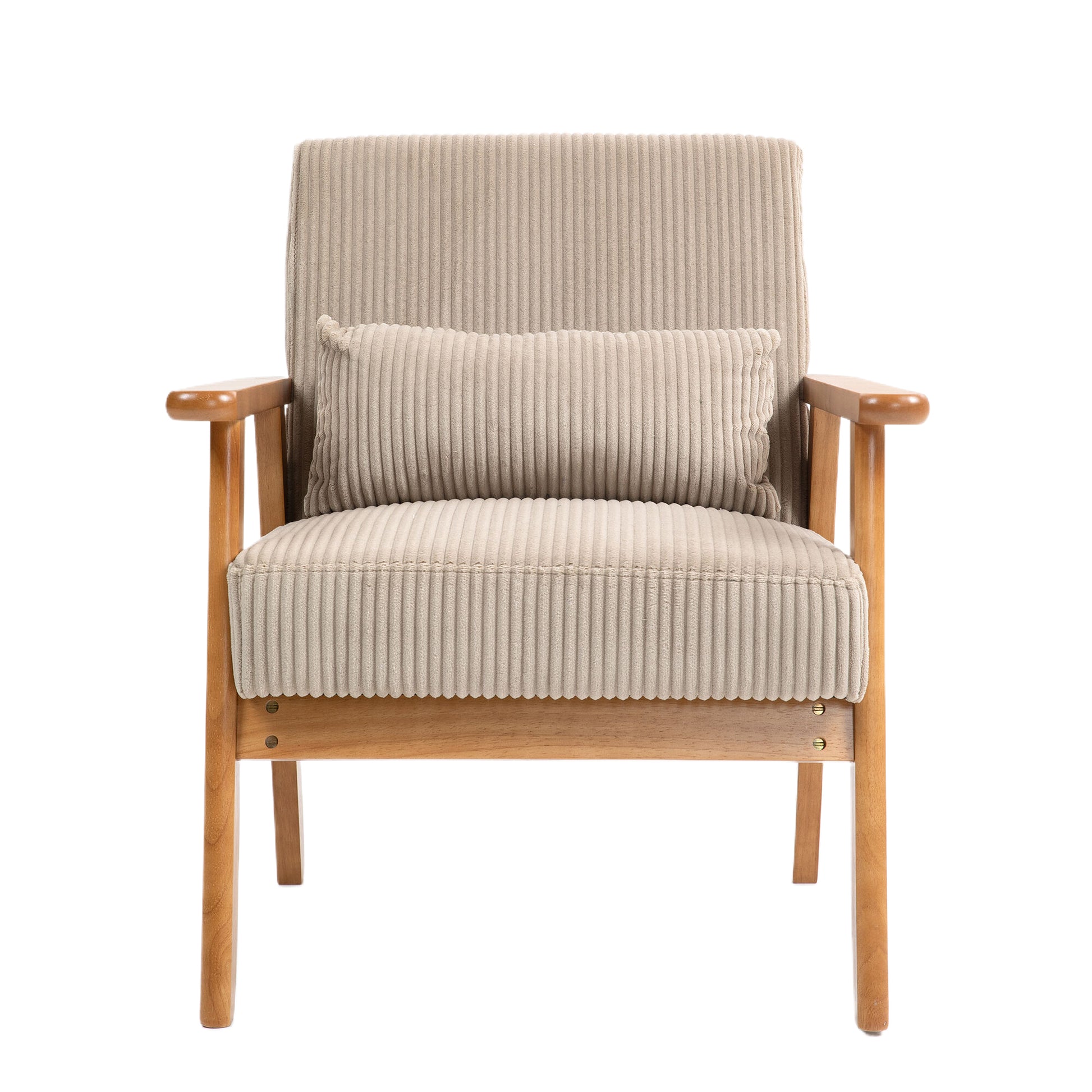 Leisure Chair With Solid Wood Armrest And Feet, Leisure Chair, Wood Frame, Velvet, L, Solid Rubber Wood Legs, Mid Century Modern Accent Chair, For Living Room Bedroom Studio Chair Camel Corduroy