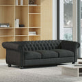 Mirod Comfy 3 Seat Sofa With Wooden Legs, For Living Room And Study Black Fabric 3 Seat