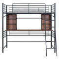 Twin Size Loft Bed With Desk And Shelfloft Bed With Ladder,Twin,Black Twin Black Metal