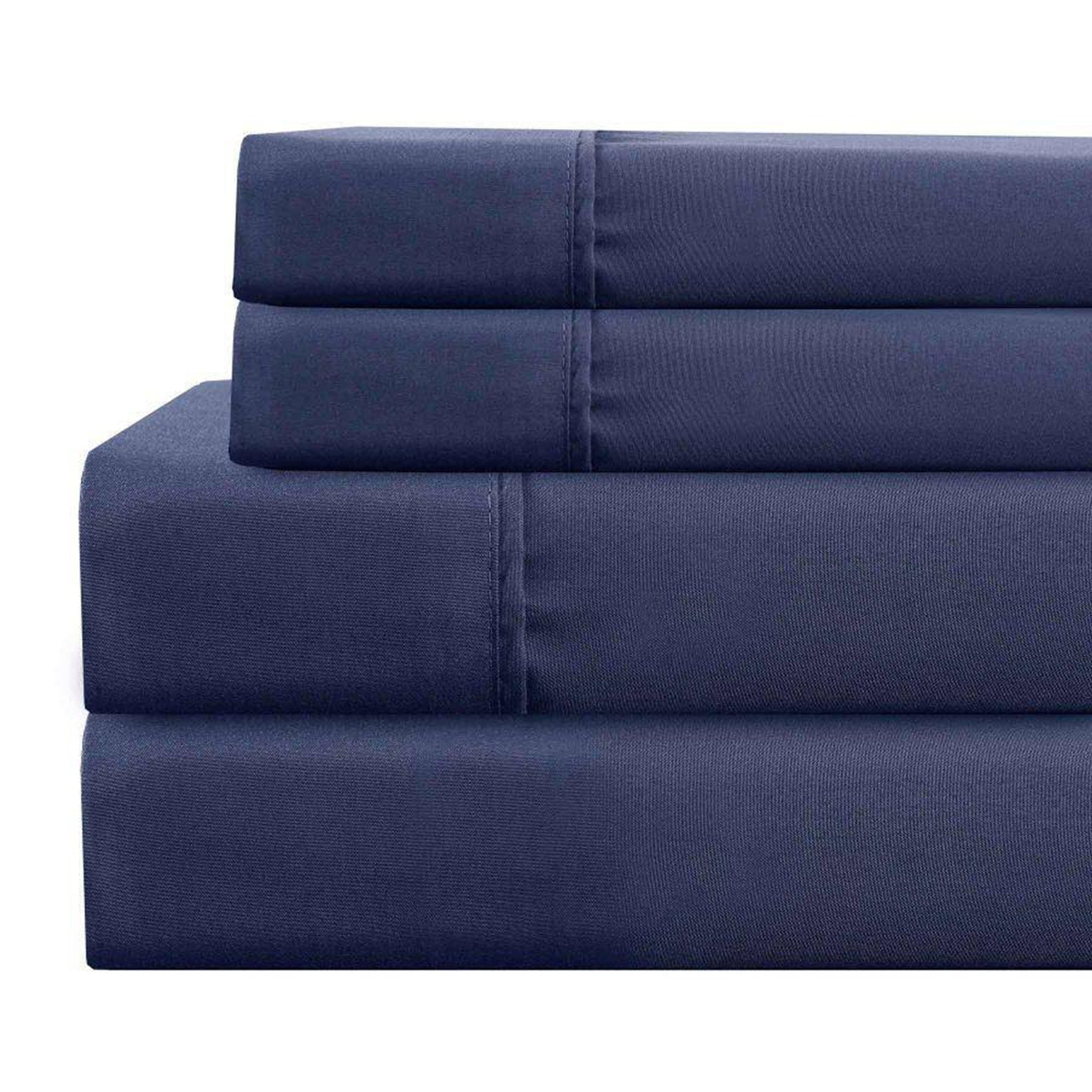 Lanester 4 Piece Queen Size Microfiber Deep Pocket Sheet Set The Urban Port, Blue Blue Microfiber