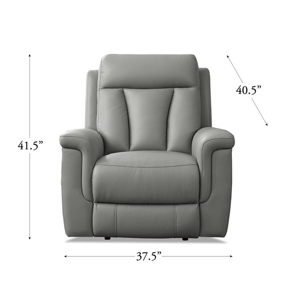 Rhapsody Power Zero Gravity Recliner Silver Grey Memory Foam Genuine Leather