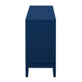 Versatile Four Door Sideboard With Brushed Doors And Fir Veneer,Featuring Elegant Handles,Perfect For Various Spaces. Navy Blue American Design Mdf