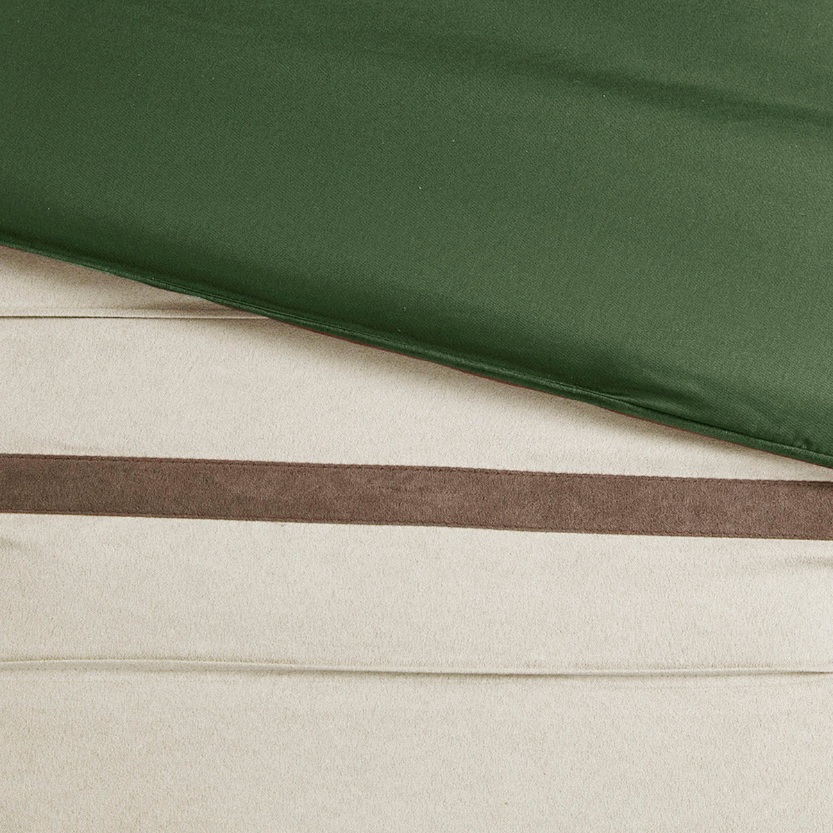 7 Pc Pieced Faux Suede Comforter Set Green Queen Queen Green Polyester