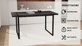 Mdf Black Wooden Dining Table And Modern Dining Chair 4 Piece Set, Medieval Wooden Kitchen Dining Table Set, Rectangular Metal Base, Dining Table And Suede Chair Black Gray Mdf