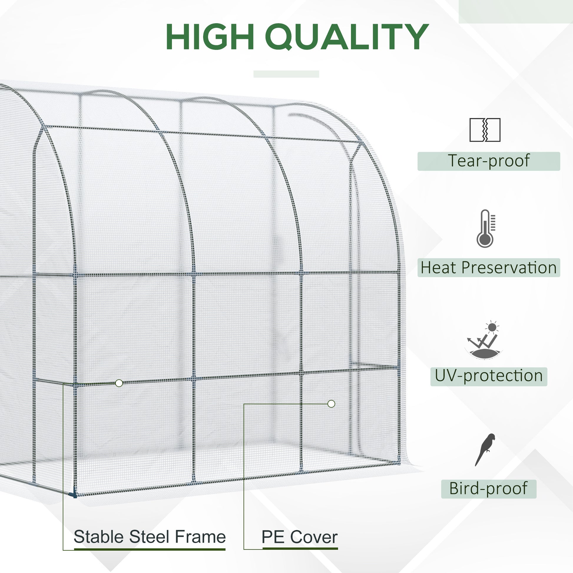 Outsunny 7' X 4' X 7' Outdoor Lean To Greenhouse, Walk In Green House Plant Nursery With Roll Up Window, Pe Cover, White White Plastic