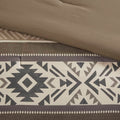 5 Piece Stripe Herringbone Comforter Set With Throw Pillows Brown Full Queen Brown Polyester