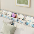 Queen Floating Bed Frame With Led Light And Charging Station Upholstered Platform Bed Frame Queen Size With Headboard And Hidden Storage Space, No Box Spring Needed, Blue Box Spring Not Required Queen Blue Geometry Metal Bedroom Bed Frame Velvet Velvet