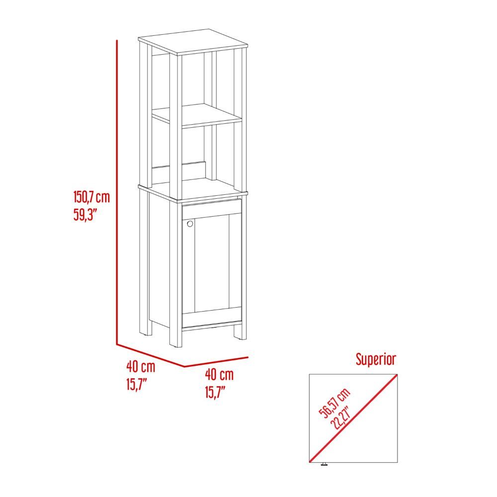 St. Clair Linen Cabinet, Two Interior Shelves, Two Open Shelves, Single Door Grey 4 Bathroom Freestanding Modern Particle Board Engineered Wood