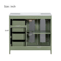 36 Inch Bathroom Vanity With Two Soft Close Doors, Adjustable Shelves And Three Soft Close Drawers Green Bathroom Solid Wood Mdf
