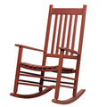 Outsunny Outdoor Rocking Chair, Patio Wooden Rocking Chair With Smooth Armrests, High Back For Garden, Balcony, Porch, Supports Up To 352 Lbs., Wine Red Wine Red Wood