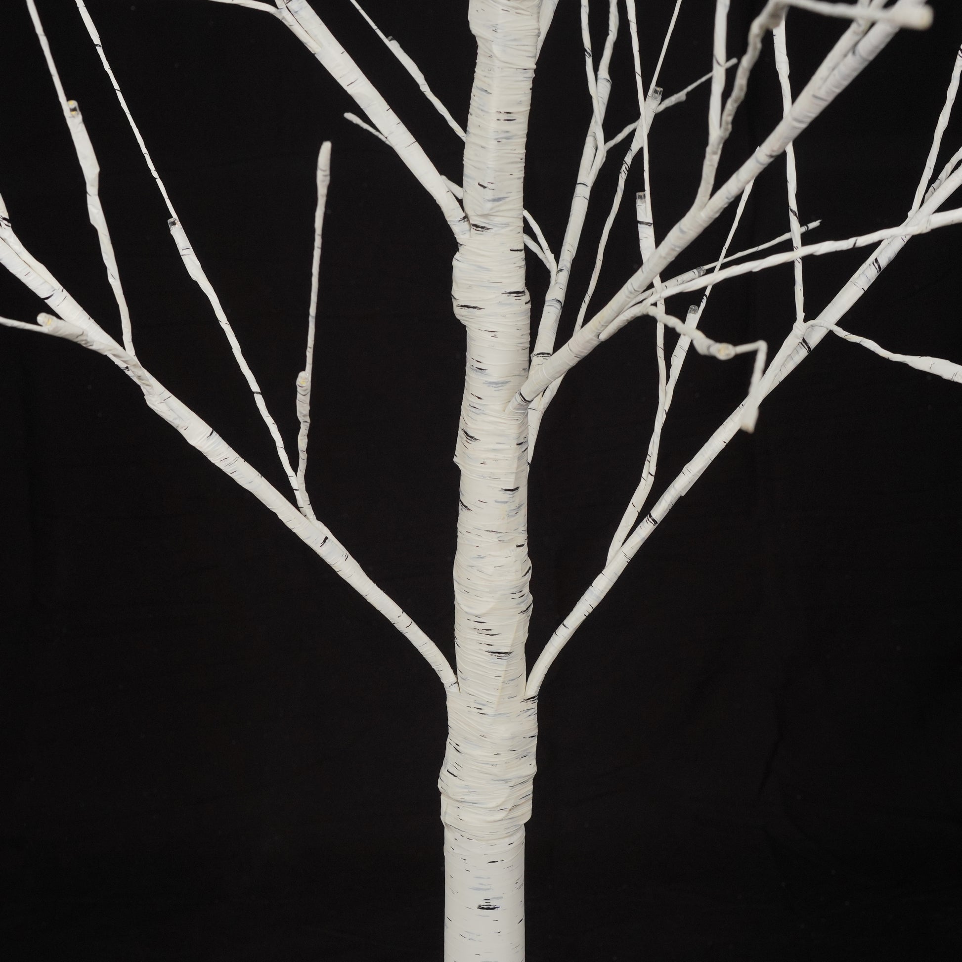 Set Of Lighted Birch Tree, 4Ft 48 Led 5Ft 72 Led 6Ft 96 Led Artificial Tree With Warm White Lights, Christmas Tree For Decoration Inside And Outside White Pvc