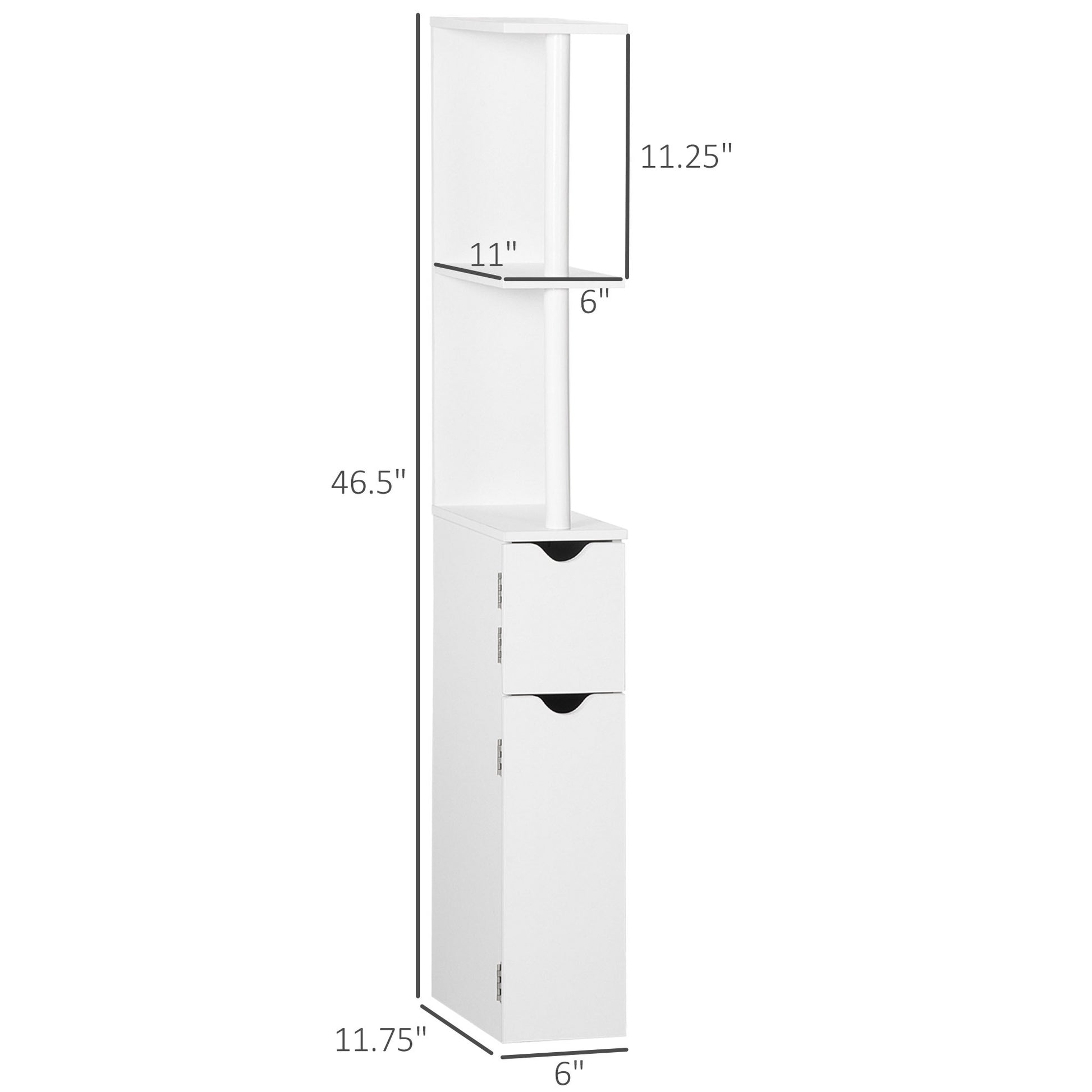 Kleankin Tall Bathroom Storage Cabinet, Freestanding Linen Tower With 2 Open Shelves And 2 Door Cabinets, White White Particle Board