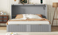 Queen Size Murphy Bed Wall Bed With Drawer And A Set Of Sockets & Usb Ports, Pulley Structure Design, Gray Queen Gray Plywood
