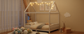 Wood Full Size House Bed With Guardrail And Led, White Box Spring Not Required Full White Wood Bedroom Solid Wood Mdf