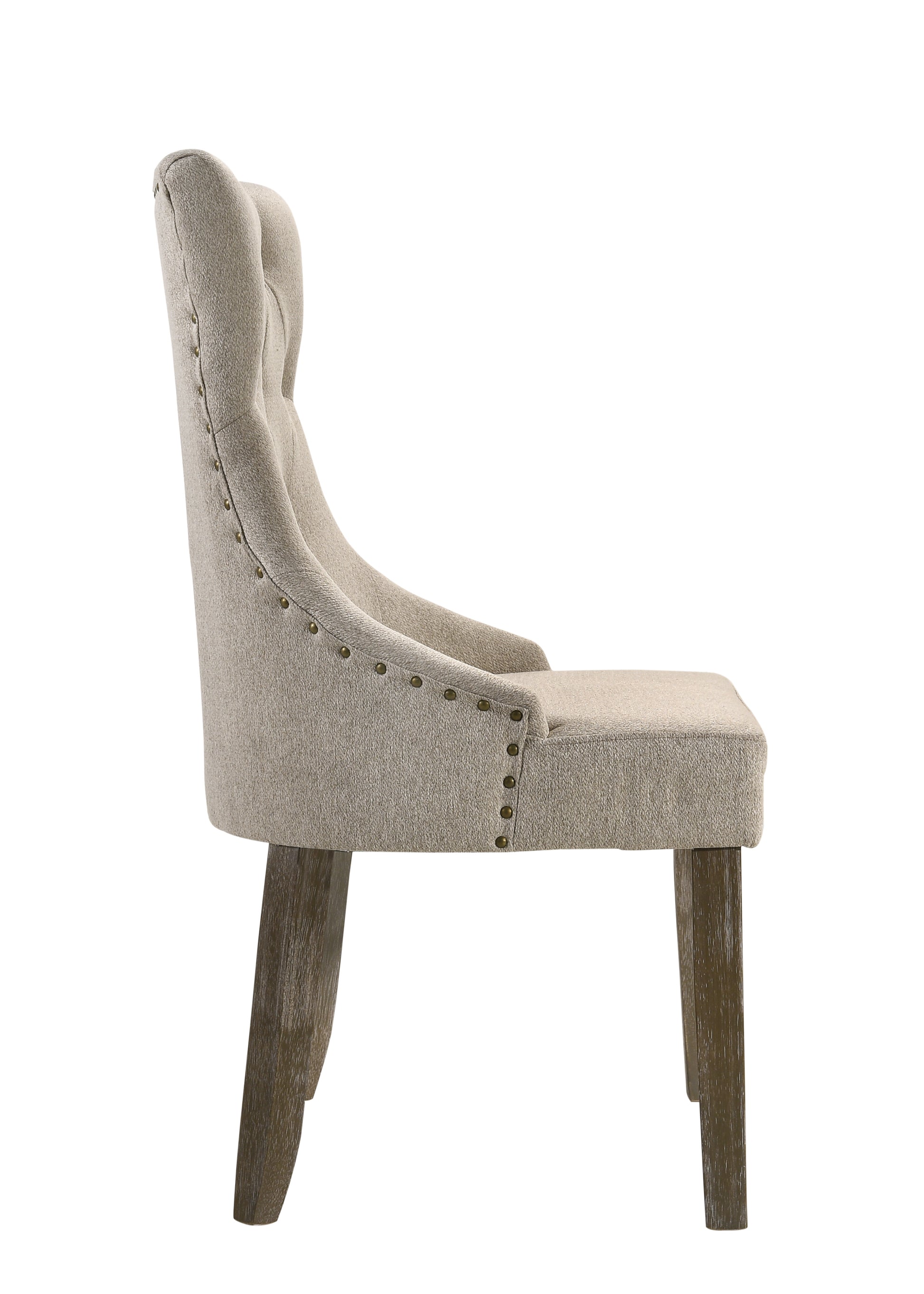Gabrian Two Tone Beige Fabric & Reclaimed Gray Finish Side Chair Set Of 2 Beige,Gray Fabric,Synthetic Wood