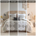 4 Piece Printed Comforter Set With Throw Pillow Black Ivory King Cal King King Black Ivory Polyester