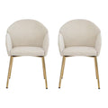 Dining Chair Set Of 2 Beige Metal