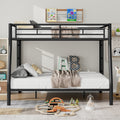 Full Xl Over Queen Metal Bunk Bed With Ladder And Guardrails, Black Expected Arrival Time: 9.7 Box Spring Not Required Full Xl Black Metal Metal