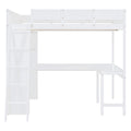 Full Size Loft Bed With Desk And Shelf White Full White Solid Wood