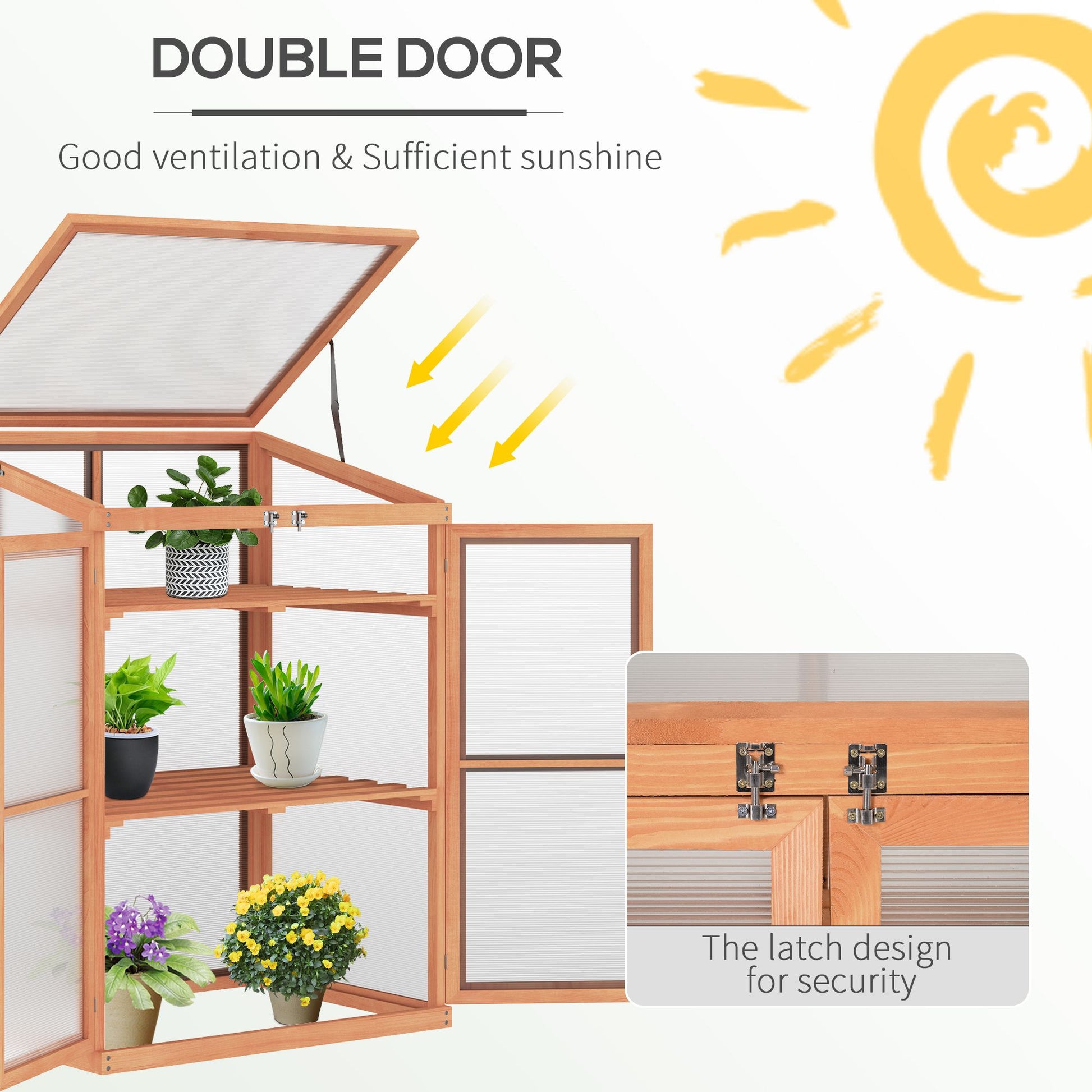 Outsunny Wooden Cold Frame Small Mini Greenhouse Cabinet For Outdoor And Indoor, 30" L X 24" W X 44" H, Natural Natural Wood Wood