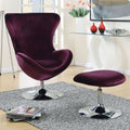Purple Flannelette Fabric Accent Chair W Ottoman Contemporary Modern Living Room Furniture Chic High Back Chair Purple Primary Living Space Contemporary,Modern Fabric Metal