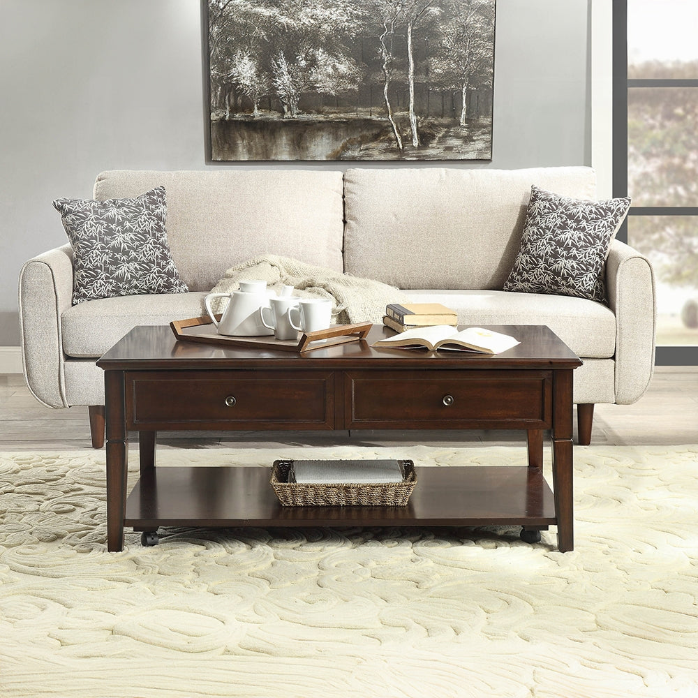 Walnut Coffee Table With Lift Top Walnut Primary Living Space Transitional Drawers Rectangular Particle Board Mdf