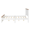 Full Size Wood Platform Bed Wooden Slat Support, Vintage Simple Bed Frame With Rectangular Headboard And Footboard, White Box Spring Not Required Full White Wood