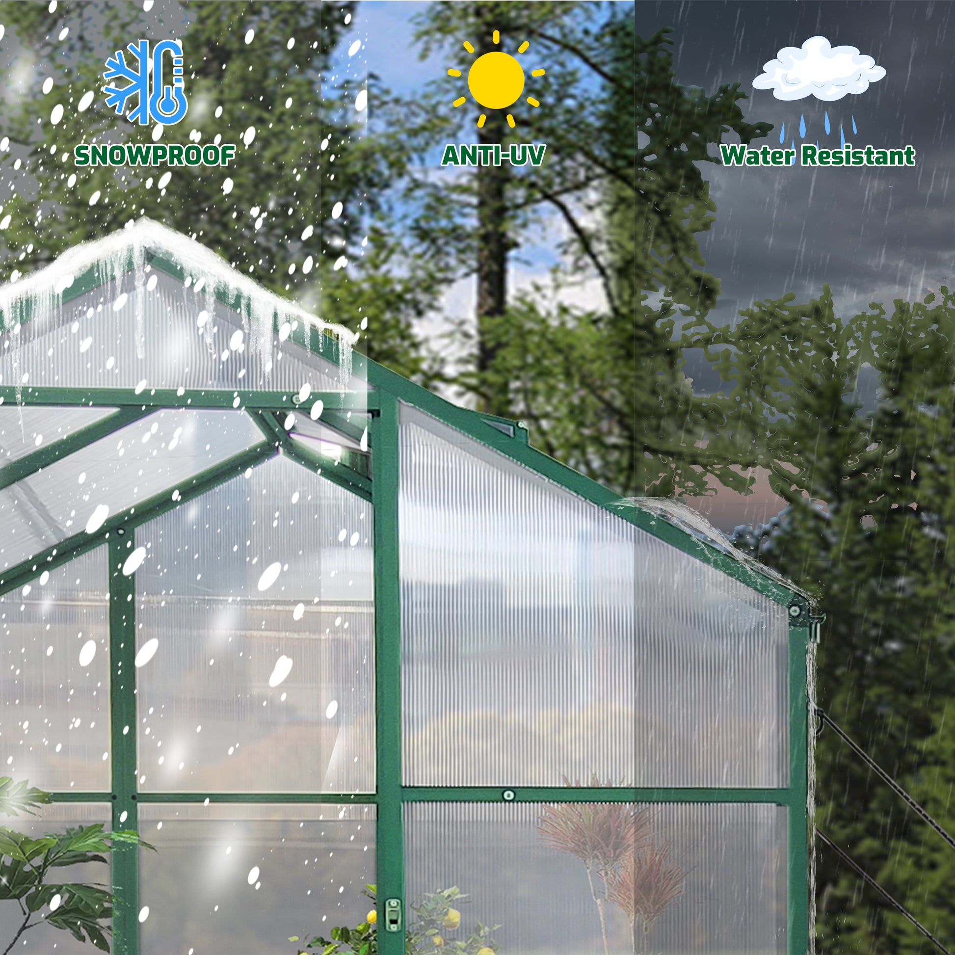 Newly Marketed Gain Height Windproofaluminum Greenhouse 6X8 Ft Polycarbonate Greenhouse Raised Base And Anchor Aluminum Heavy Duty Walk In Greenhouses For Outdoor Backyard In All Season Green Aluminium Alloy