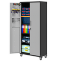 Enhanced Organization: Our Cabinet Comes Equipped With A Baffle System To Keep Small Parts And Components Organized And Secure.Convenient Mobility: Effortlessly Move Your Cabinet With Ergonomic Handl Black Gray Steel