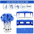 10'X20' Folding Canopy With 6 Removable Sidewalls Outdoor Event Shelter Upf 50 Gazebo Portable Tents For Parties Beach Camping Wedding Ez Pop Up Canopy Blue Metal