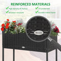 Outsunny Raised Garden Bed, Elevated Planter Box With Rattan Wicker Look, Tool Storage Shelf, Portable Design For Herbs, Vegetables, Flowers, Black Black Rattan