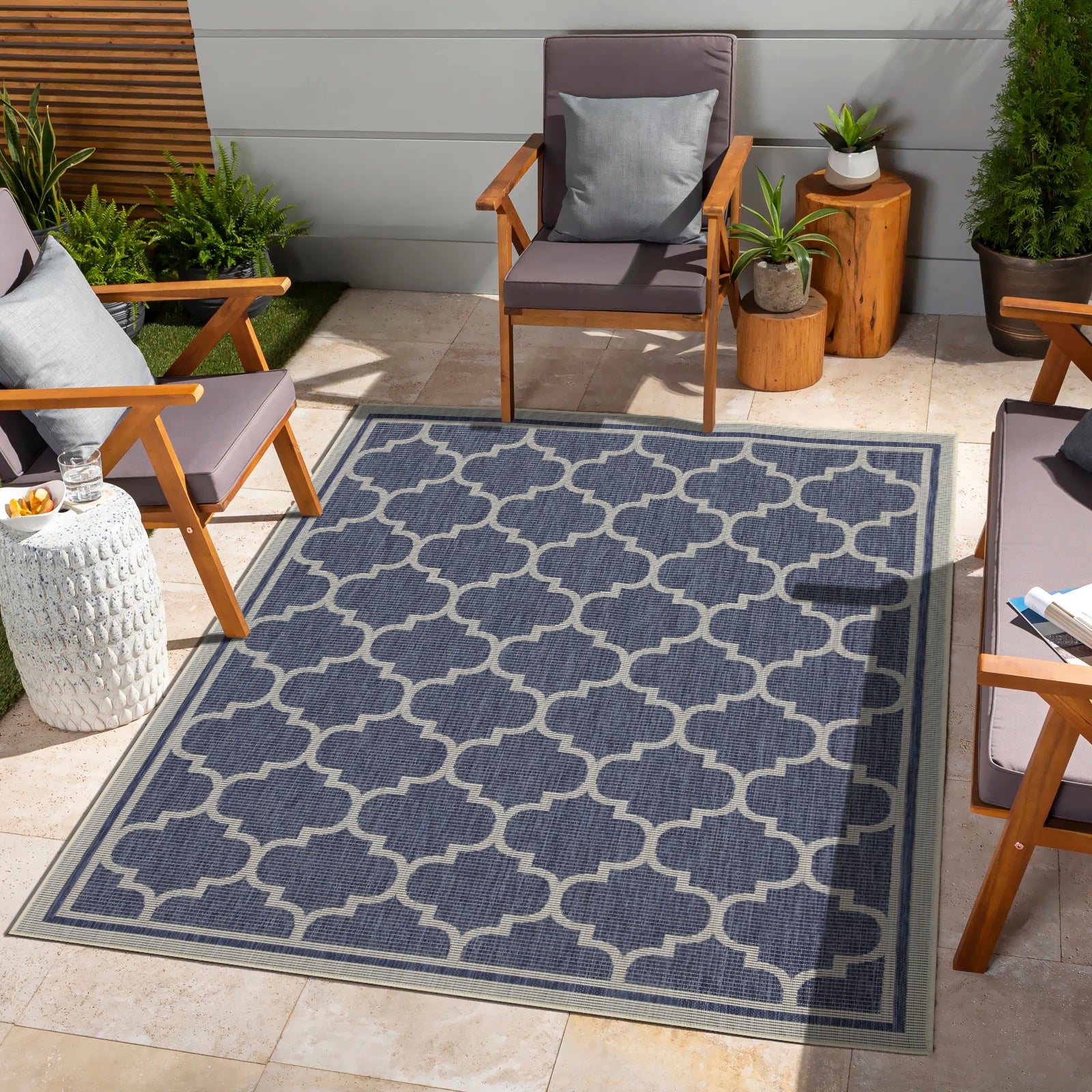 Sunshine Gc Har2004 Blue 2 Ft. 7 In. X 7 Ft. 3 In. Indoor Outdoor Area Rug Blue Polyester Polypropylene